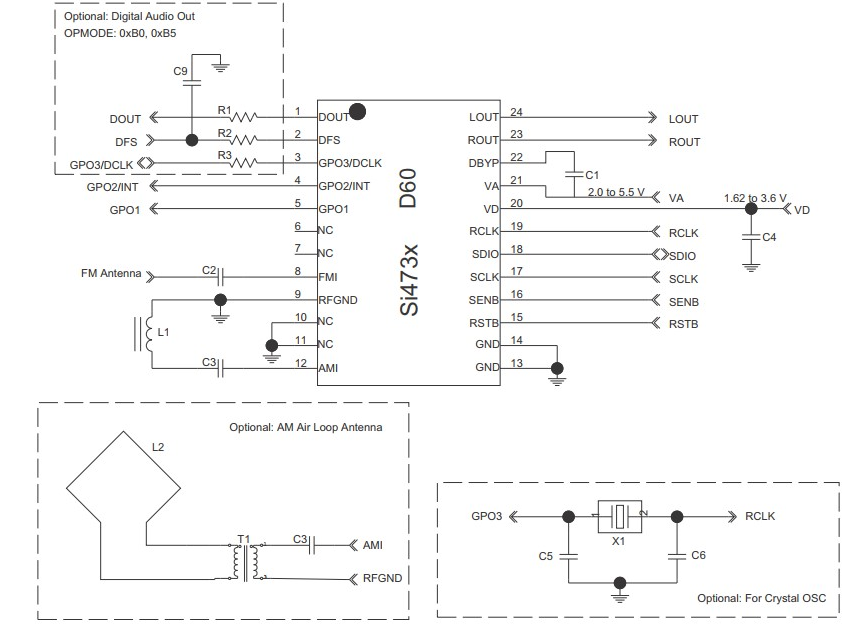 Anschlussschema des Si473x (D60)