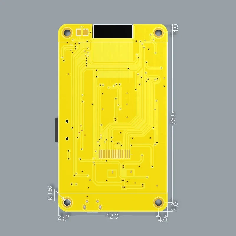 Mechanical drawing with the board dimensions