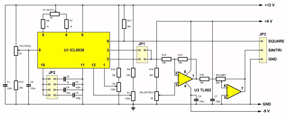ICL8038 function generator schematic