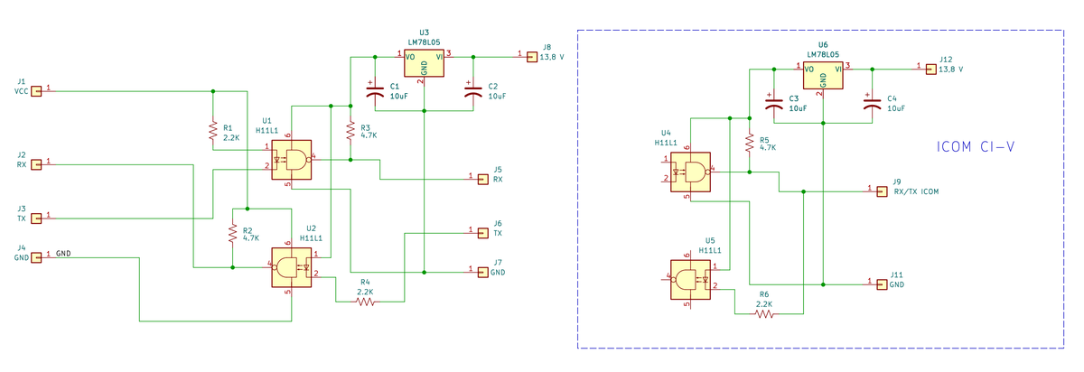 Schematic of the isolated serial interface