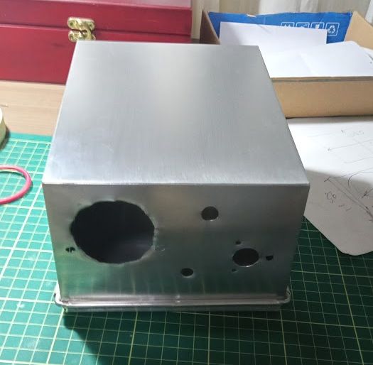 Aluminum box with the panel holes drilled